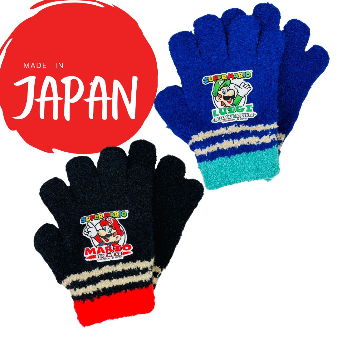 日本製スーパー マリオ ニット手袋 手袋 手ぶくろ ニット グローブ ルイージ クッパ ヨッシー 子供 子ども キッズ 男の子 女の子 