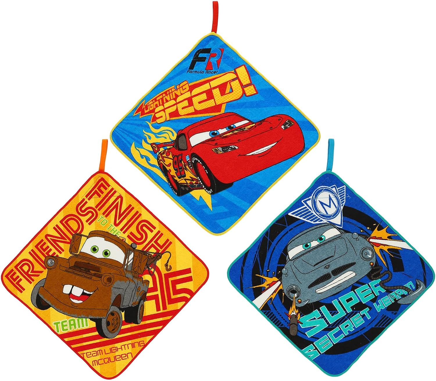 丸眞 ループタオル 3枚組 ディズニー カーズ ブレイクスルー ピクサー Disney PIXAR Cars マックイーン 車 クルマ 保育園 幼稚園 入園 入学 園児 