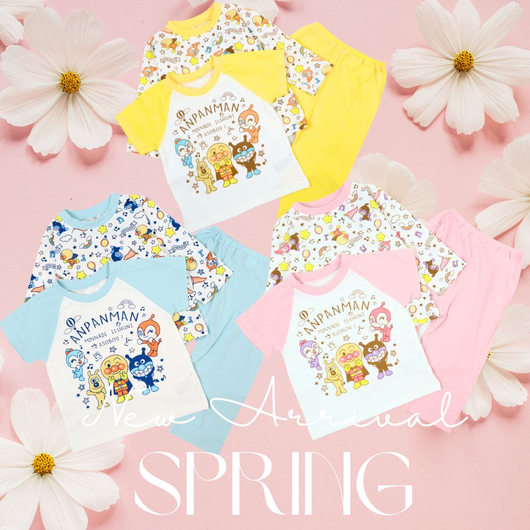 [バンダイ] アンパンマン　長袖・半袖 2トップスパジャマ スムース ベビー服 綿100％ ベビー服  上下セット 長袖  ベビー