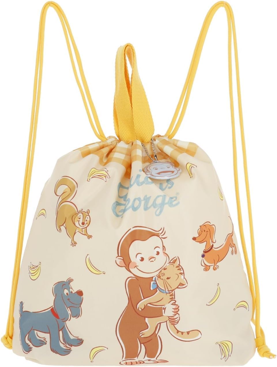 [ナップサック] おさるのジョージ チェックバナナ 体操服袋 入園入学グッズ 入園入学準備 保育園 幼稚園 小学校 女の子 キャラクター 撥水 3065018900