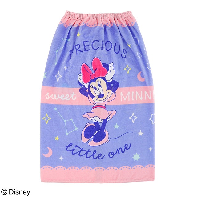 【巻きタオル】[80cm丈巻きタオル] 丸眞 80cm丈 ディズニー ミニー コスモフリル 80丈マキタオル 制菌加工 紫外線遮蔽加工 