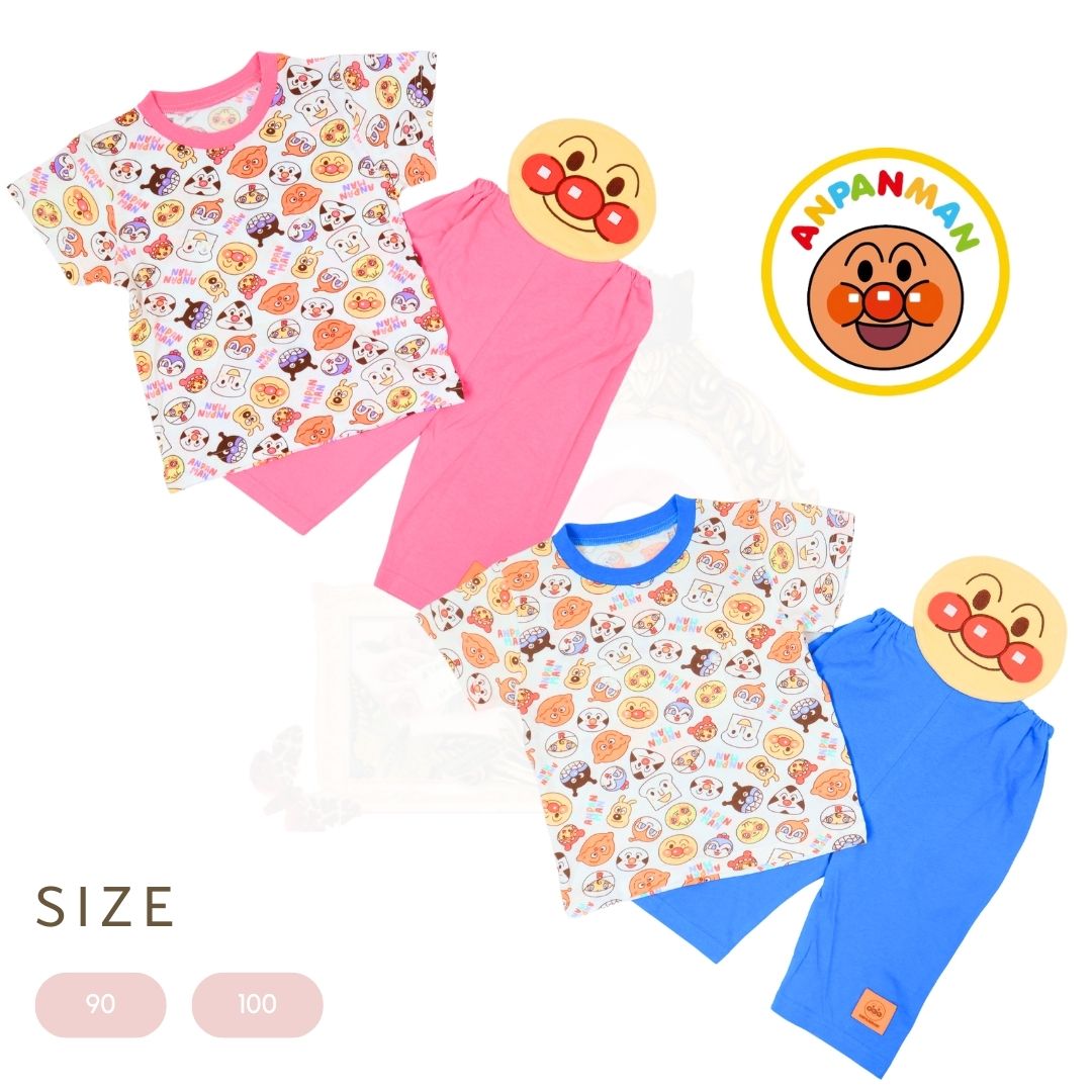 夏物　アンパンマン 天竺 腹当て付き 半袖パジャマ Anpanman