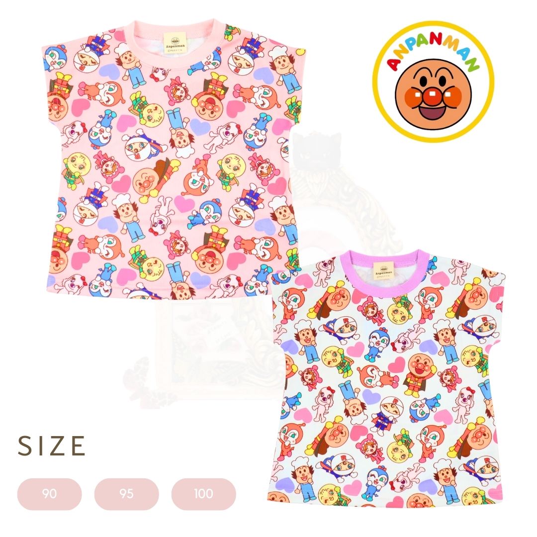 アンパンマン 天竺 吸水速乾 転写プリント Ａライン 総柄 半袖Ｔシャツ Anpanman