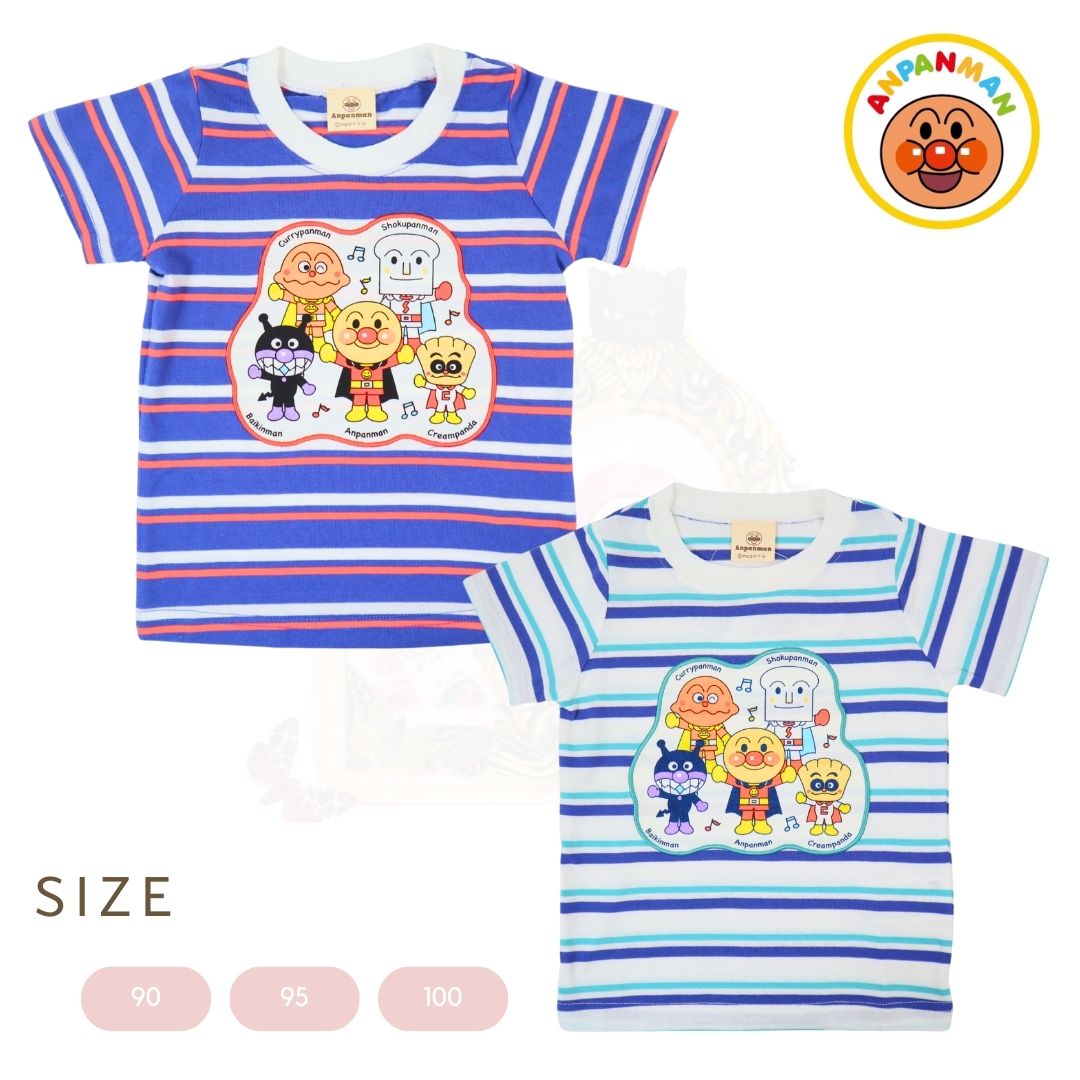 アンパンマン マルチボーダー柄 天竺 半袖Tシャツ ベビー服 Anpanman