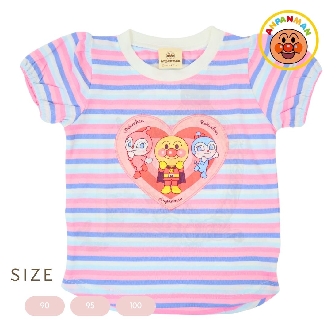 アンパンマン マルチボーダー柄 天竺 半袖Tシャツ ベビー服 Anpanman