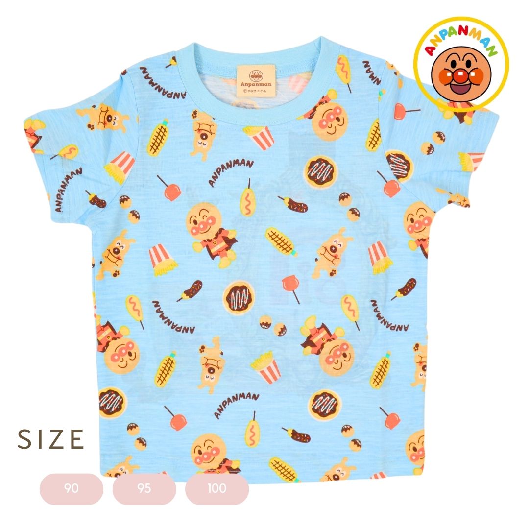 アンパンマン 屋台総柄 スラブ天竺 半袖Tシャツ ベビー服 Anpanman