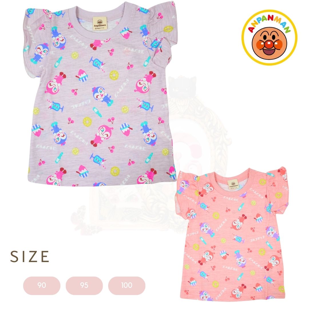 アンパンマン レトロ喫茶柄 スラブ天竺 半袖Tシャツ ベビー服 Anpanman