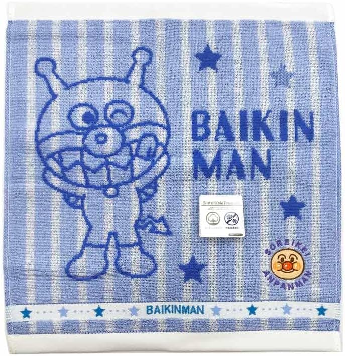 アンパンマン ウォッシュタオル フレンドリーばいきんまん｜キャラクタータオル 子ども用 タオル 綿100% 可愛い ドキンちゃん ギフトに最適
