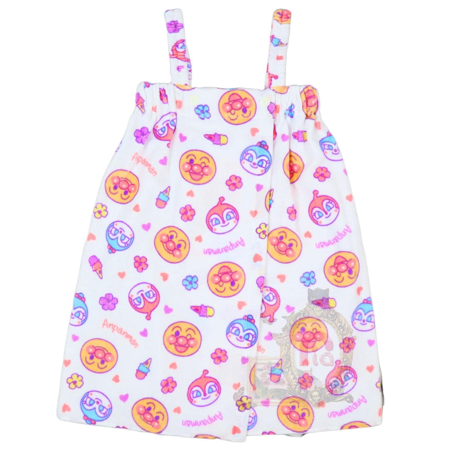 【アンパンマン】ラップタオル 女の子用 50cm 肩ひも付き 綿100% ドレスタオル プールタオル バスラップ ビーチタオル 