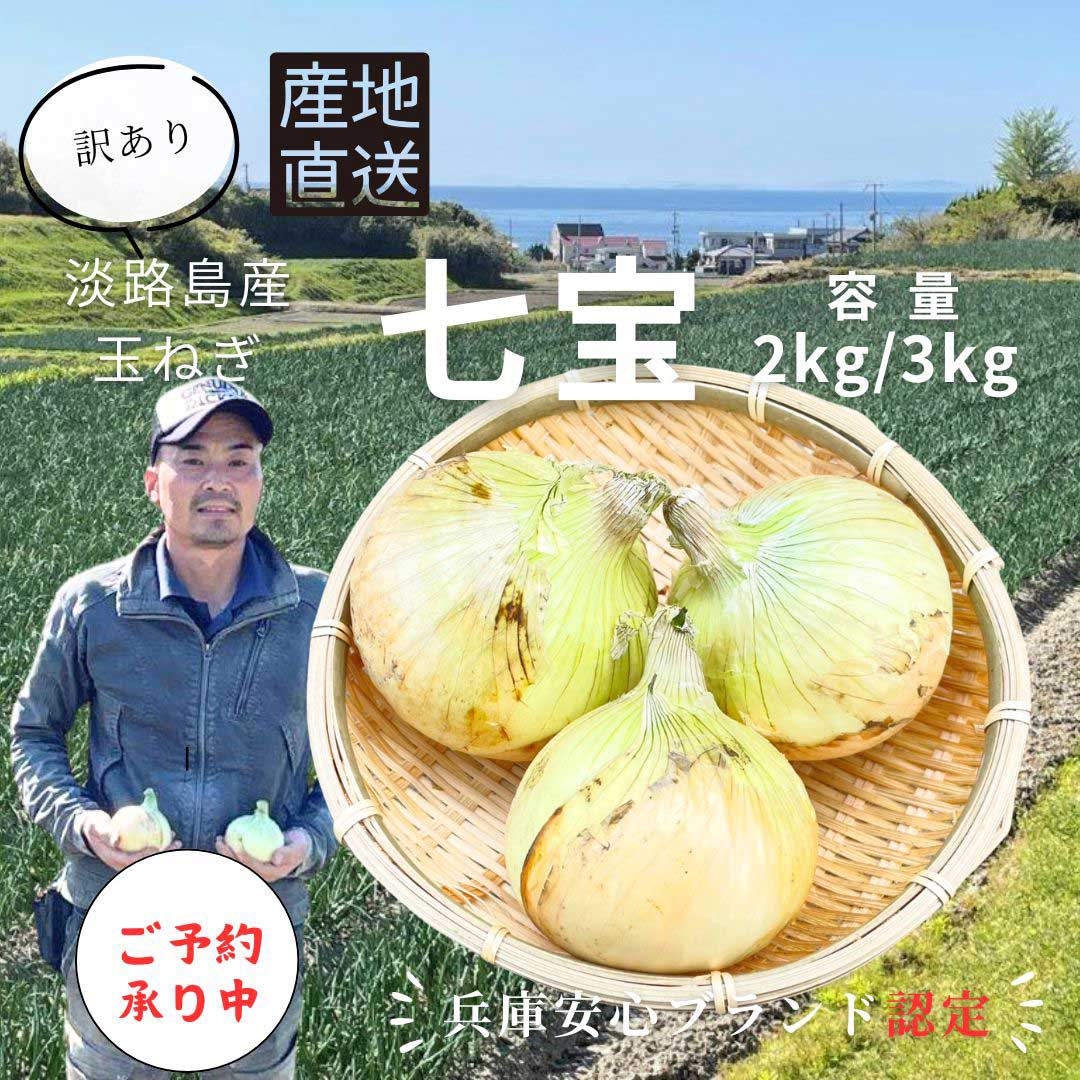 【訳あり】淡路島産 早生たまねぎ「七宝（淡春）」甘くてみずみずしい新玉ねぎ　玉ねぎ　2kg/3kg