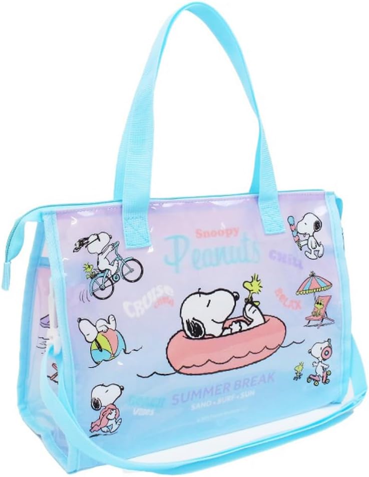 スヌーピー 縫製マチアリバッグ〈水色〉[プールバッグ/ビーチバッグ/水着バッグ] 