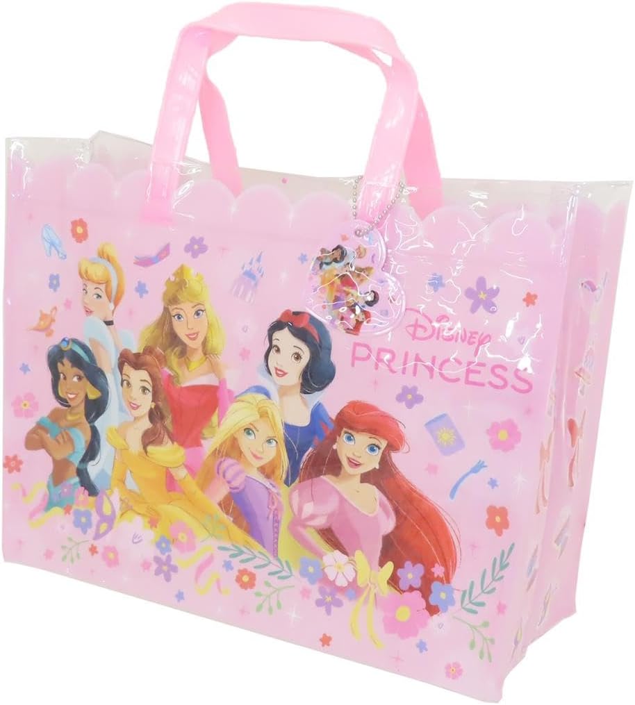 マチアリPVCバッグ プリンセス ピンク プールバッグ / PVCバッグ 子供 / キッズ キャラクターバッグ / マチ付き ビニールバッグ / プールバッグ