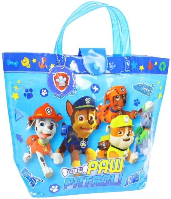 バケット型バッグ パウパトロール 水色/ PVCバッグ 子供 / キッズ キャラクターバッグ / マチ付き ビニールバッグ / プールバッグ