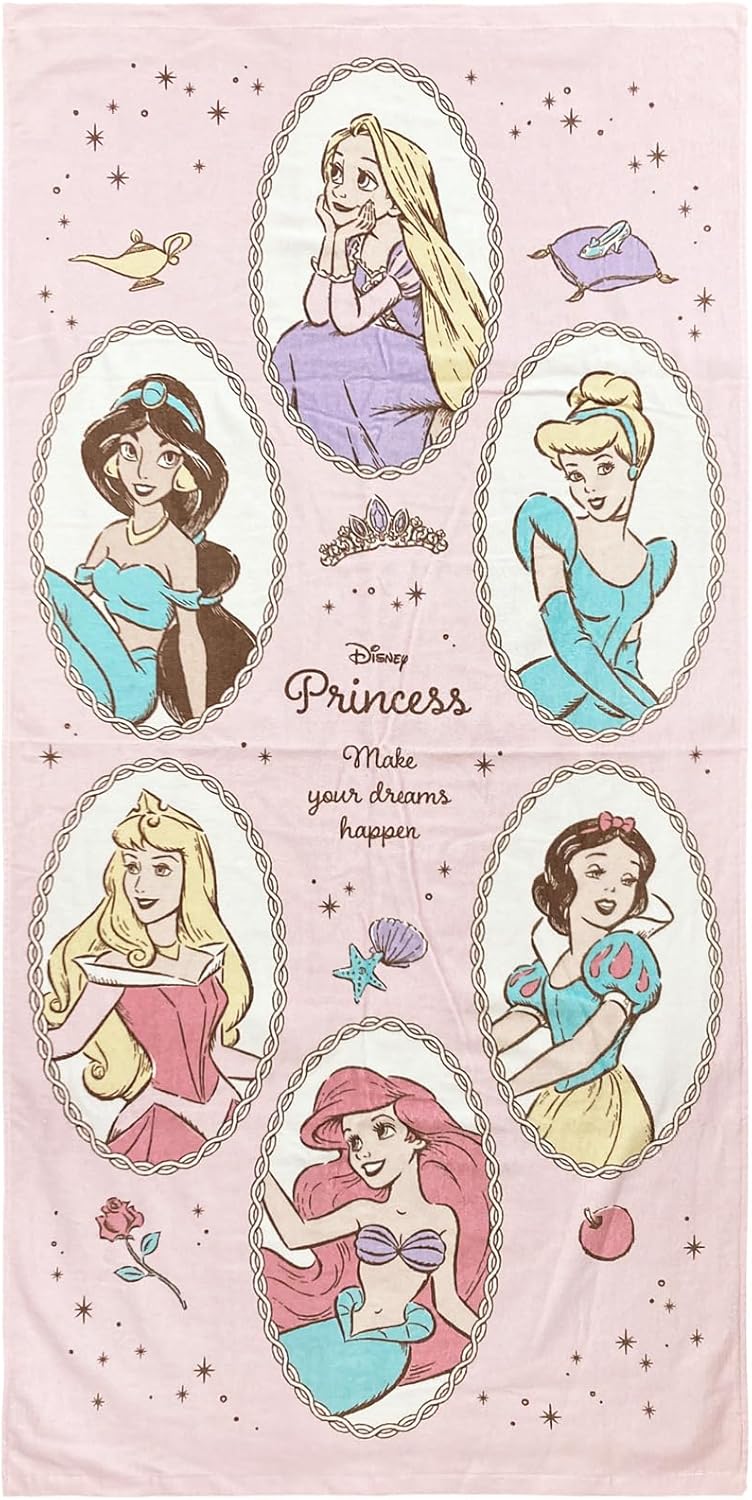 林 (Hayashi) レジャータオル 約70×140cm LO497400 ディズニープリンセス シンギュラー柄 ビーチタオル 綿100％ 女の子用 大判 キャラクタータオル