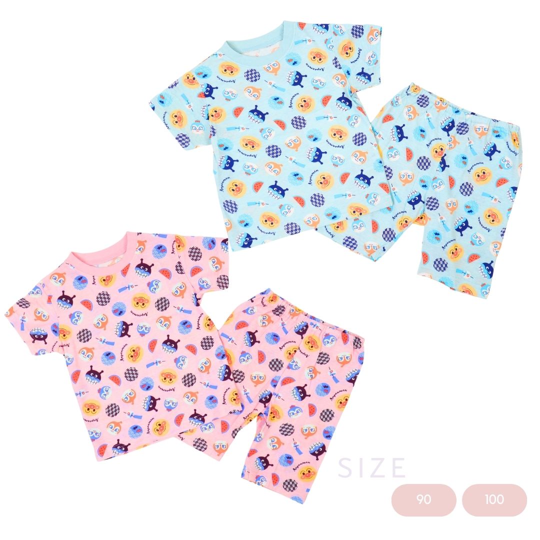 【本体綿100％】2025年 夏物 アンパンマン 天竺 和柄総柄 半袖パジャマ Anpanman SA2613