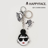 【高級感シルバー】HAPPY FACE キーチャーム EMMA｜上品スマイルが可愛い♪|キャラクター用品