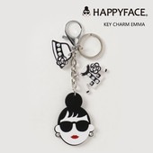 【高級感シルバー】HAPPY FACE キーチャーム EMMA｜上品スマイルが可愛い♪|キャラクター用品