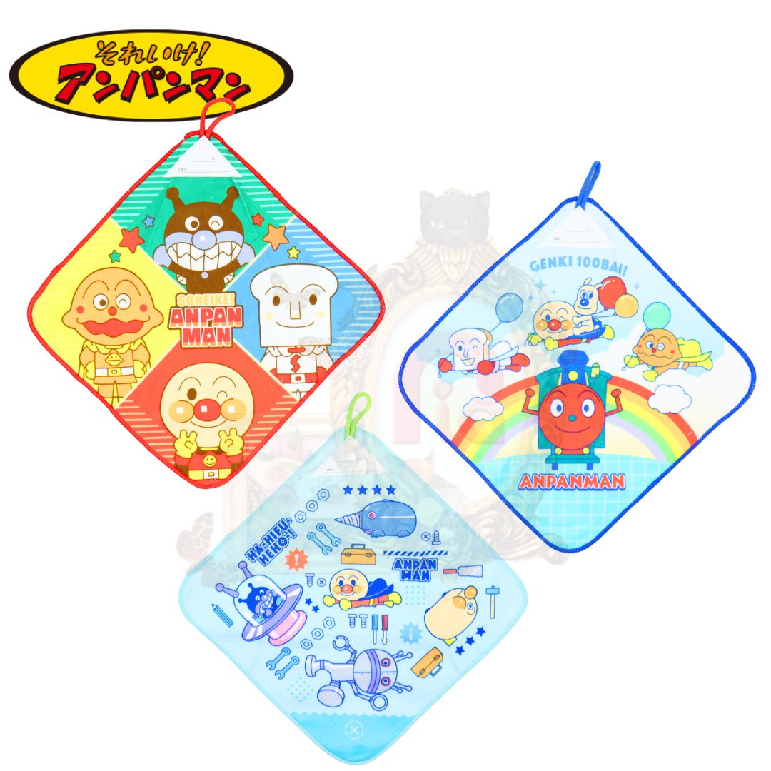 NST アンパンマン ループ付きタオル 3枚セット ピンク キャラクタータオル 保育園・幼稚園用 