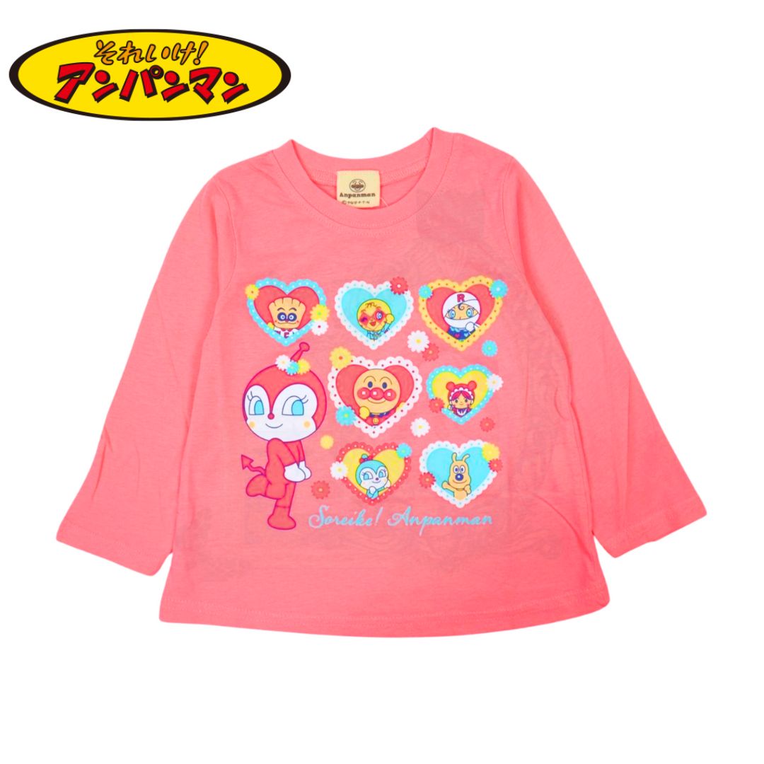  アンパンマン ドキン並び柄長袖Tシャツ 長袖Tシャツ 子供服 キャラクター　ベビー服　子供服  長袖