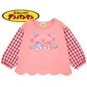 秋冬 アンパンマンベビー 天竺 ドキンコキン 裾スカラップ 長袖Tシャツ チェック袖 90cm／95cm／100cm　ベビー服　子供服  長袖|キャラクター用品