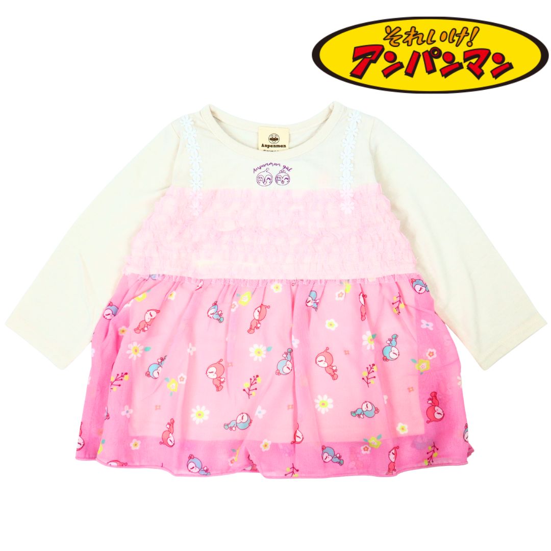 秋冬 アンパンマンベビー 天竺 ドキンコキン キャミフェイク 長袖Ｔシャツ