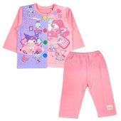 EU2515 サンリオ マイメロディ クロミ ニットキルト お着替え応援パジャマ 前開き カラフルボタン 綿100％|キャラクター用品