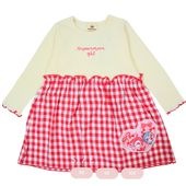 アンパンマン ドキンちゃん コキンちゃん チェック柄 ワンピース 長袖 子供服|キャラクター用品