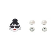 HAPPYFACE × PiPPi エマちゃんPiPPiアソート〈シルバー〉 貼るだけピアス コラボアクセサリー レディース|キャラクター用品