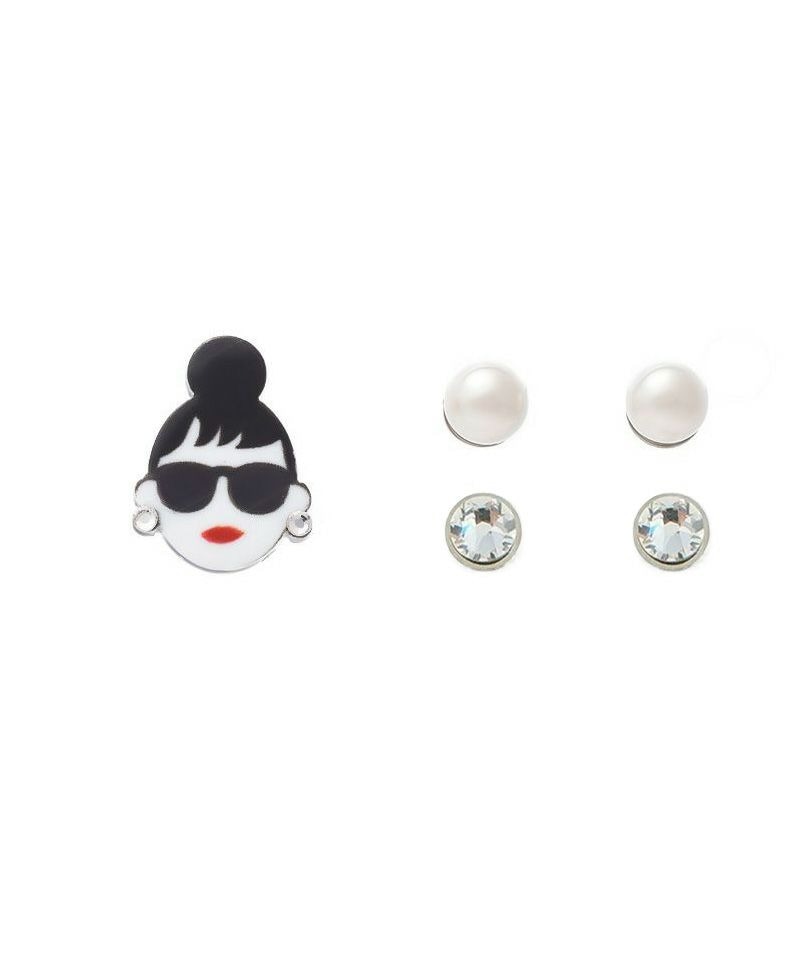 HAPPYFACE × PiPPi エマちゃんPiPPiアソート〈シルバー〉 貼るだけピアス コラボアクセサリー レディース