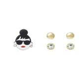 HAPPYFACE × PiPPi エマちゃんPiPPiアソート〈シルバー〉 貼るだけピアス コラボアクセサリー レディース|キャラクター用品