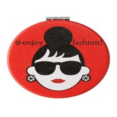 HAPPY FACE EMMAちゃん コンパクトミラー PUレザー 両面ミラー|キャラクター用品
