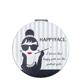 HAPPY FACE EMMAちゃん コンパクトミラー PUレザー 両面ミラー|キャラクター用品