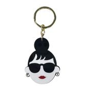 HAPPY FACE EMMA キーホルダー HAPPY CHARM サングラス LADY アクリルキーホルダー スワロフスキー バッグチャーム レディース ギフト プレゼント|キャラクター用品