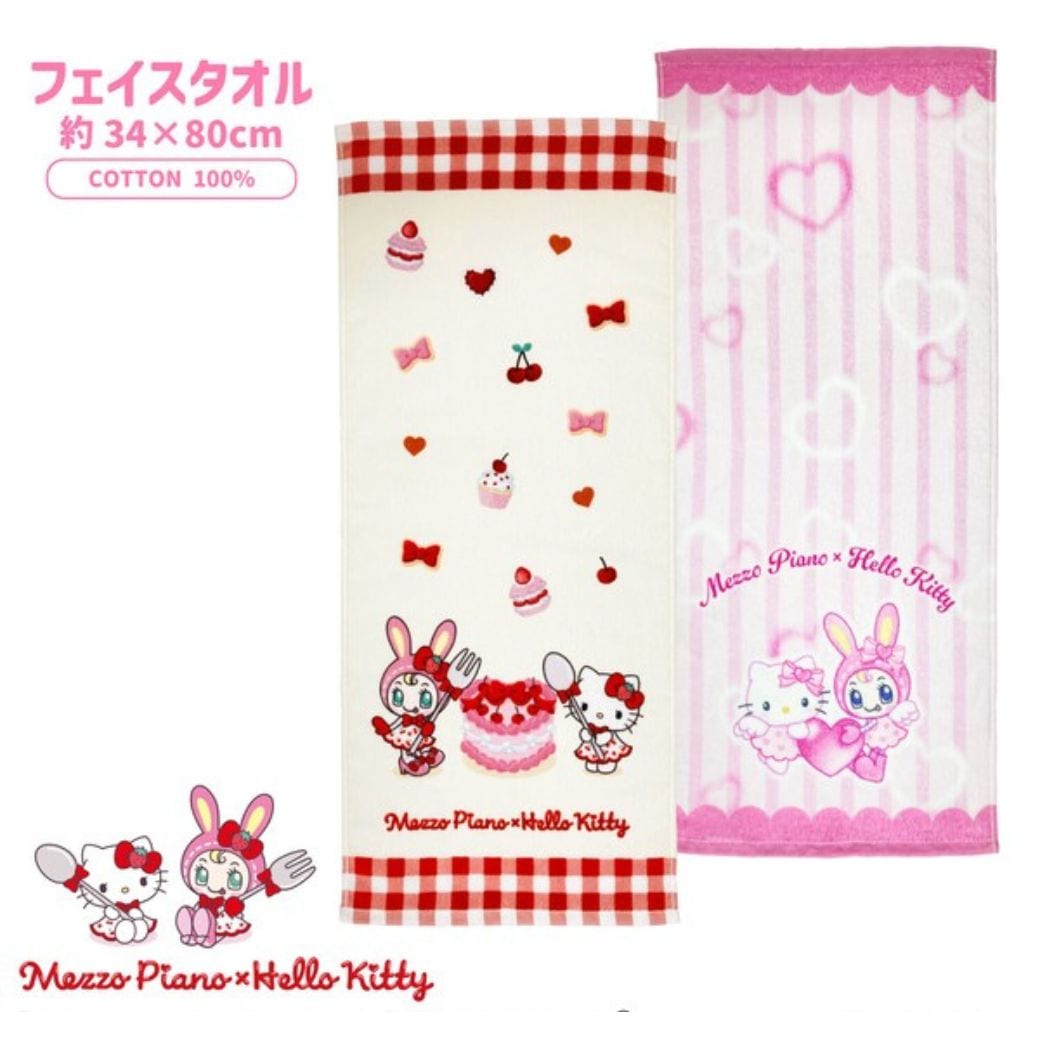メゾピアノ×ハローキティ フェイスタオル　綿100％　約34×80cm