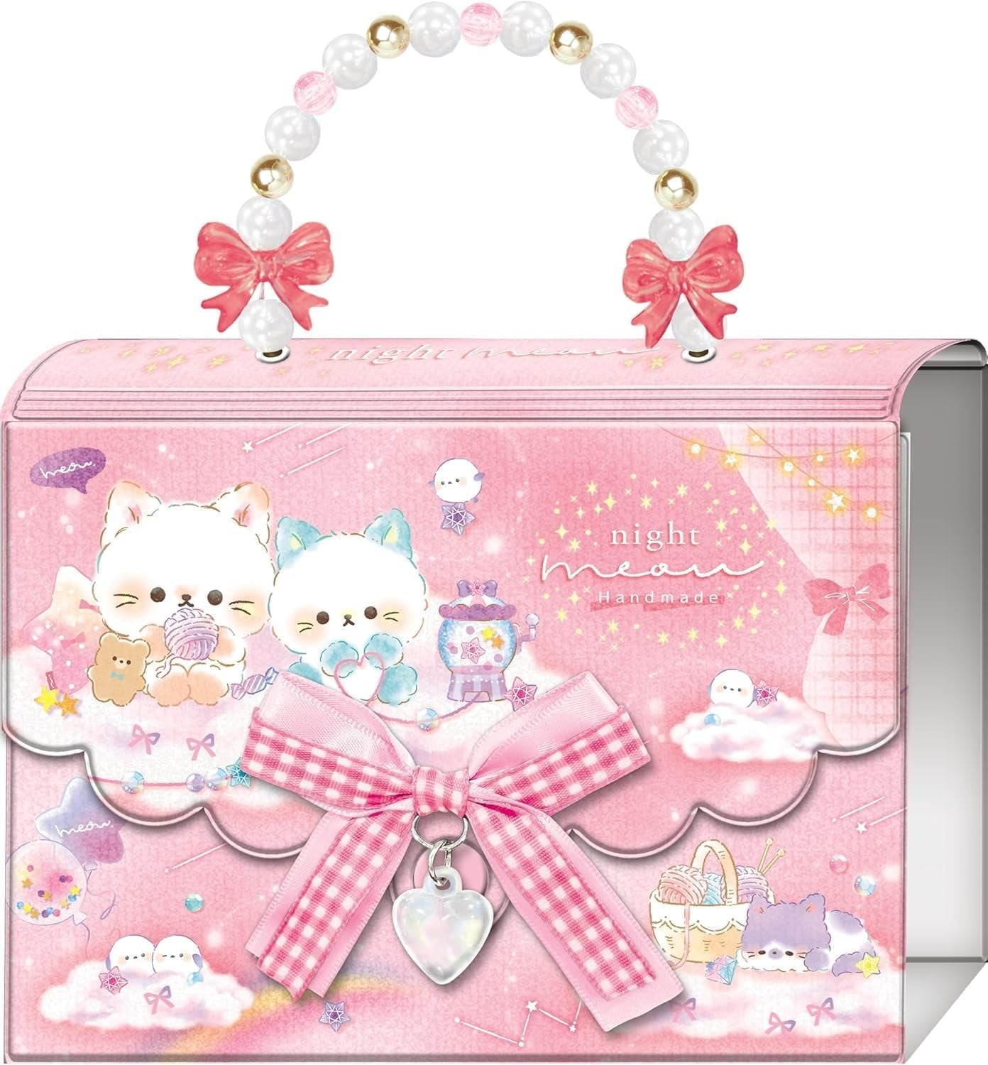 Q-LIA ナイトミャウ シールバインダー バッグマイシールバインダー 01117 ピンク かわいい猫デザイン