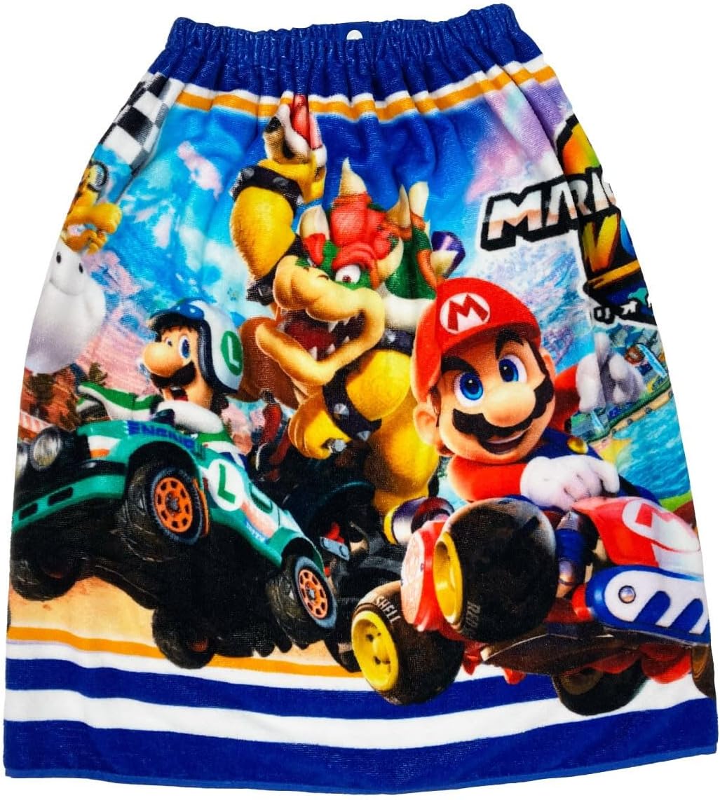 【巻きタオル】[60cm丈巻きタオル]マリオカート ワールド 3D柄 ラップタオル 巻きタオル 60cm スナップボタン付き プールタオル 男の子