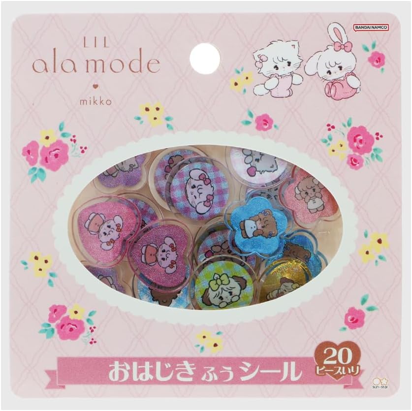 (セット 単品販売）サンスター文具 mikko おはじき風シール  Lilミント Lilピンク リルアラモード ぷっくりシール デコシール キャラクター グッズ