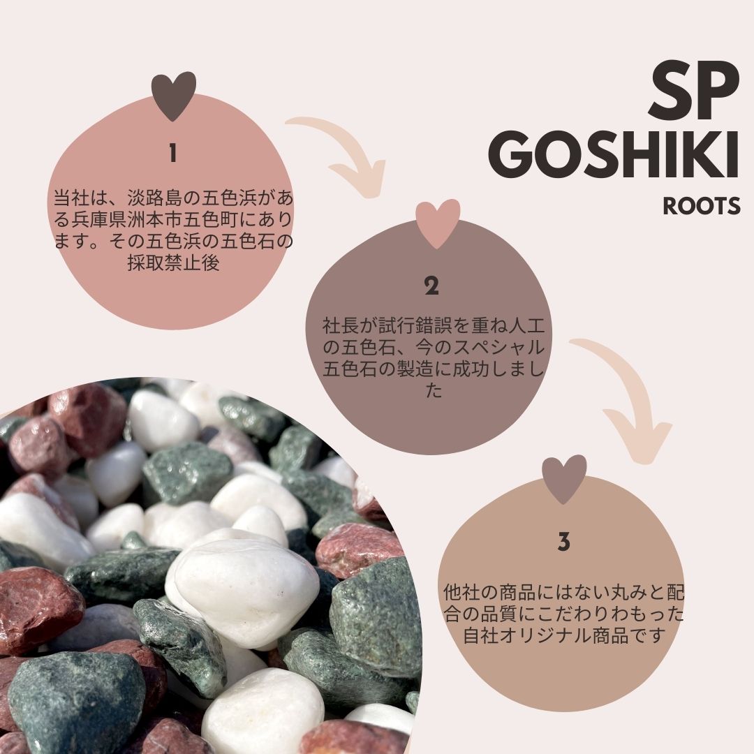 【国産・自社製造】スペシャル五色玉砂利（五色砂利）20kg袋　日本製　自社オリジナル商品　