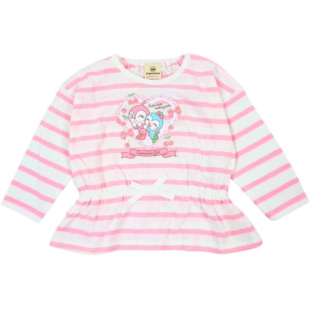 アンパンマン ボーダーフリル長袖Tシャツ ベビー服 長袖Tシャツ 子供服 キャラクター ベビー服 子供服 長袖