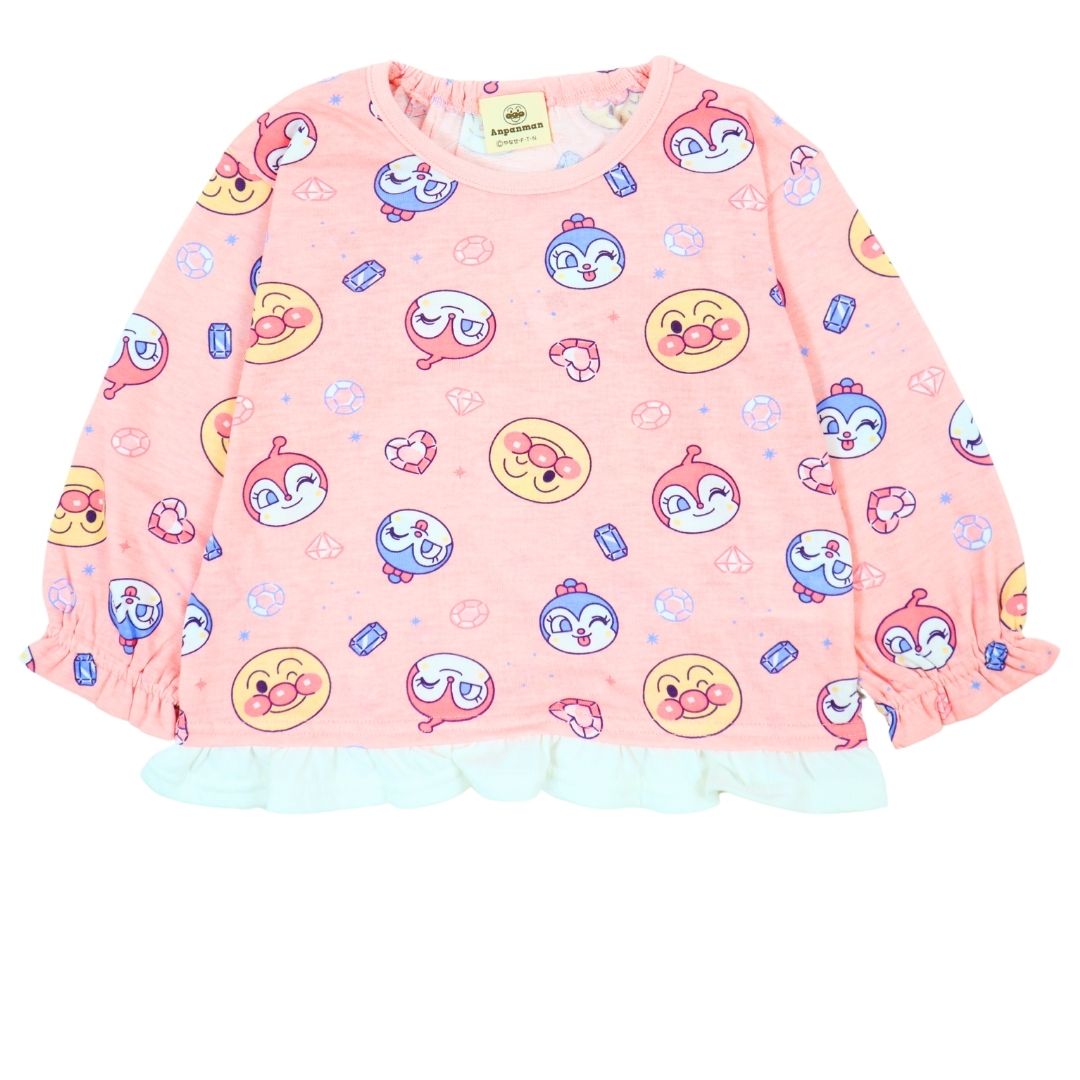 それいけ!アンパンマン 総柄裾フリル長袖Tシャツ ベビー服 子供服 長袖