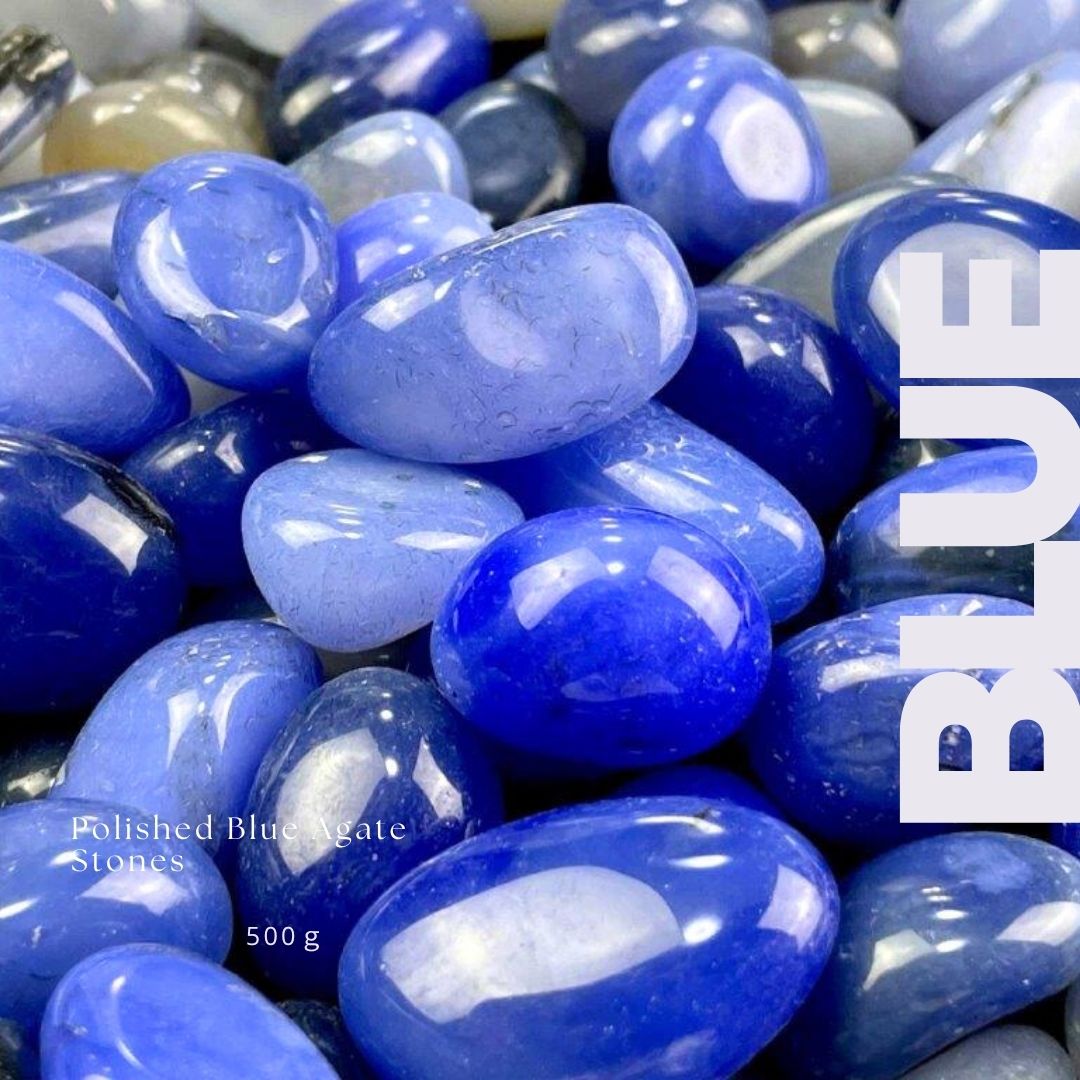 青瑪瑙（ブルーアゲート）磨き石｜サイズ別 500gパック　天然石・パワーストーン・インテリア・浄化