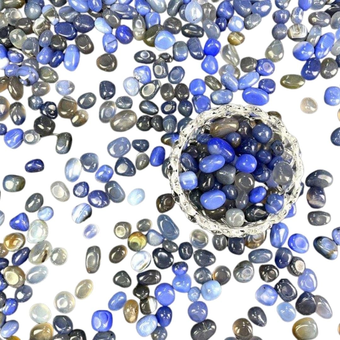 青瑪瑙（ブルーアゲート）磨き石｜サイズ別 500gパック　天然石・パワーストーン・インテリア・浄化