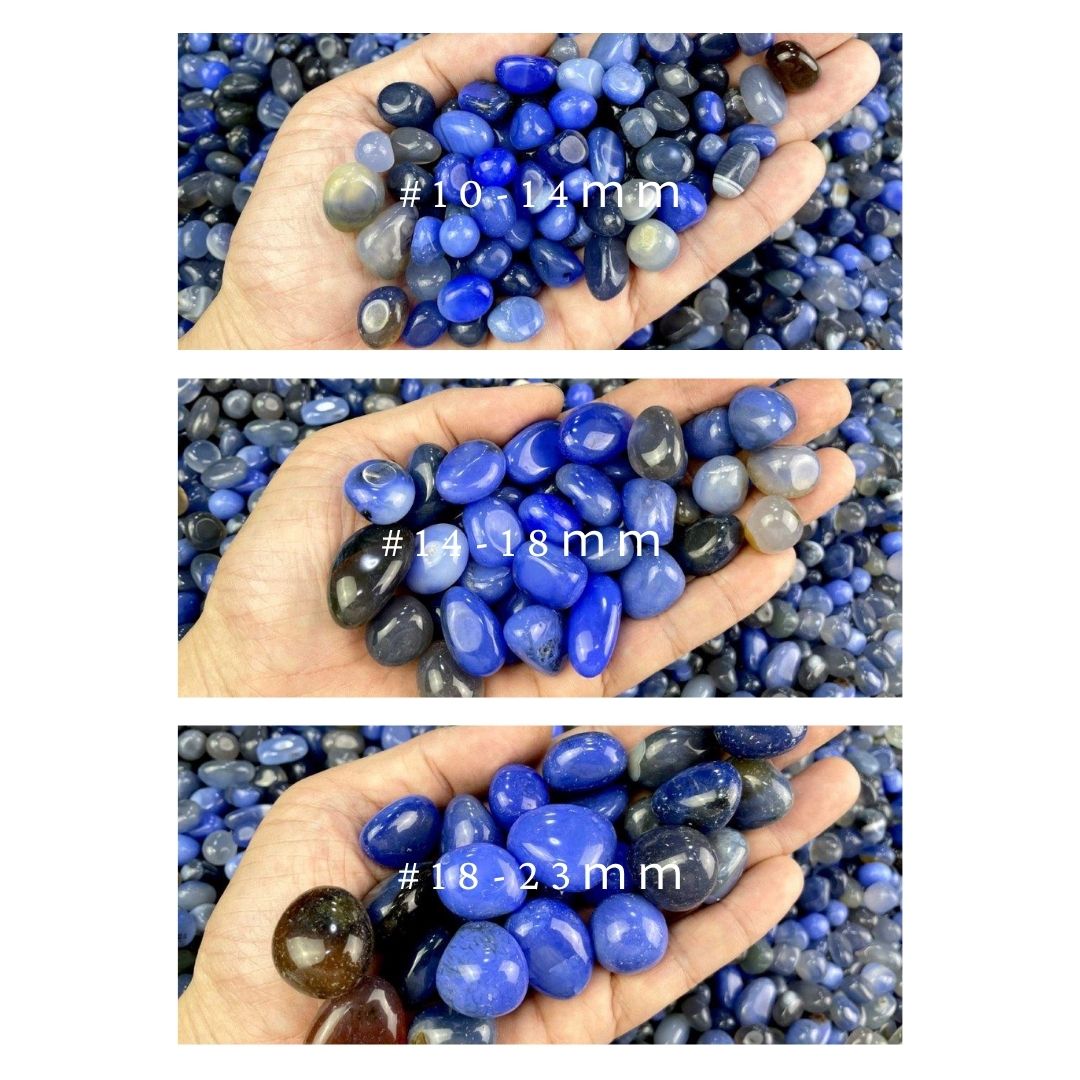 青瑪瑙（ブルーアゲート）磨き石｜サイズ別 500gパック　天然石・パワーストーン・インテリア・浄化