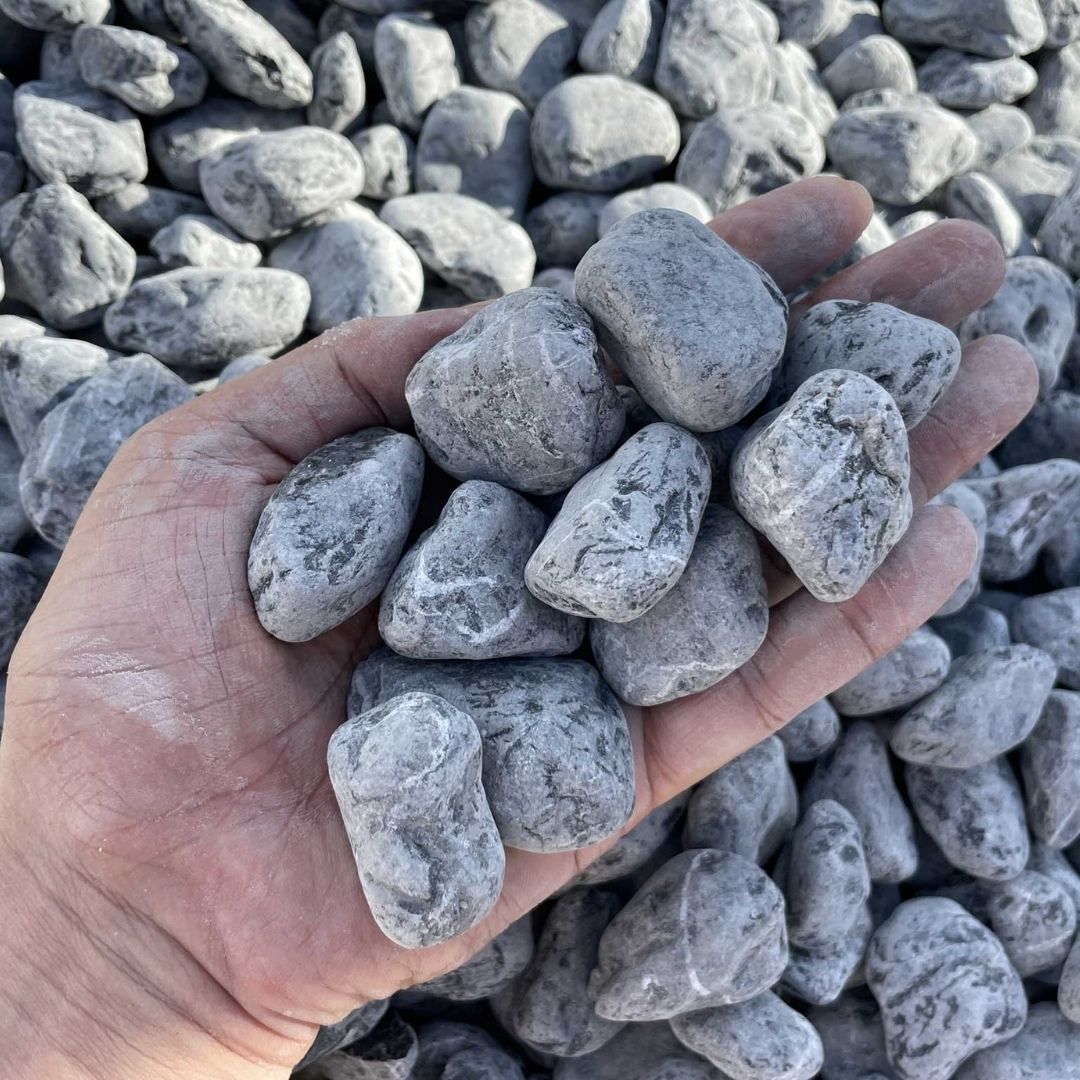 Bグレー玉砂利（黒砂利）（灰色砂利）（グレー砂利）20KG 2サイズ（約10～35mm）20kg袋　