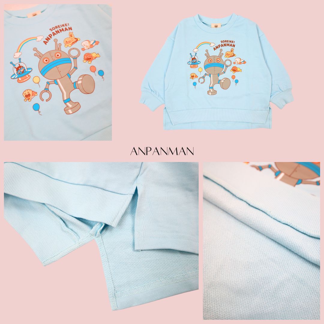 それいけ!アンパンマン集合柄男児裏毛トレーナー ダダンダン 子供服 スウェットシャツ 長袖