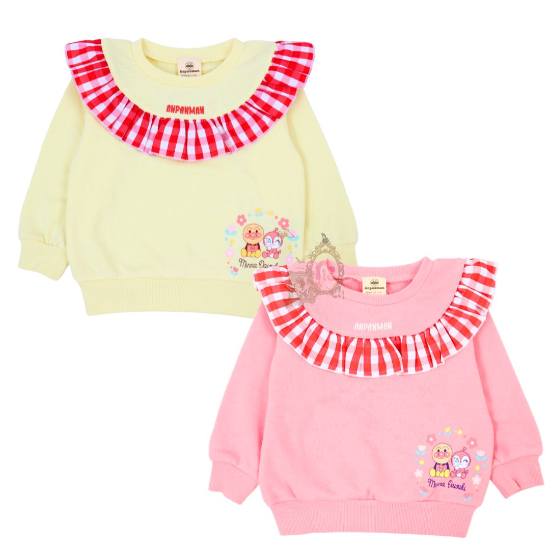  アンパンマン ベビー服 ギンガム裏毛トレーナー スウェットシャツ 子供服 裏毛 キャラクター 子供服 スウェットシャツ 長袖