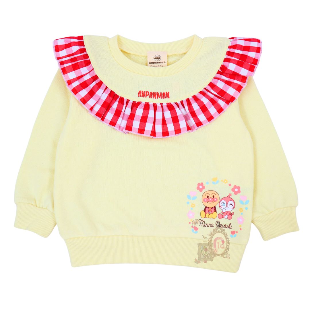  アンパンマン ベビー服 ギンガム裏毛トレーナー スウェットシャツ 子供服 裏毛 キャラクター 子供服 スウェットシャツ 長袖