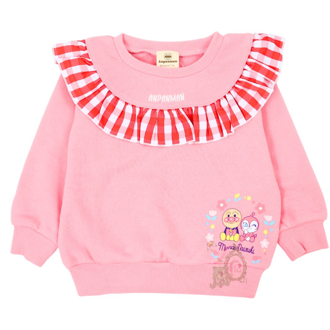  アンパンマン ベビー服 ギンガム裏毛トレーナー スウェットシャツ 子供服 裏毛 キャラクター 子供服 スウェットシャツ 長袖