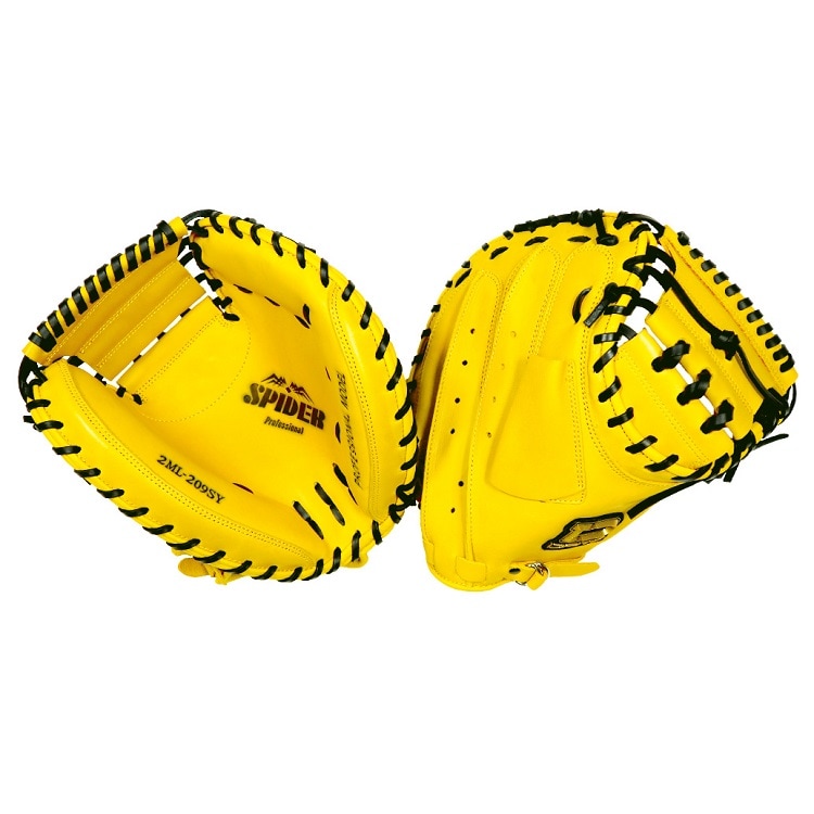 硬式キャッチャーミット SPIDER イエロー 右投用