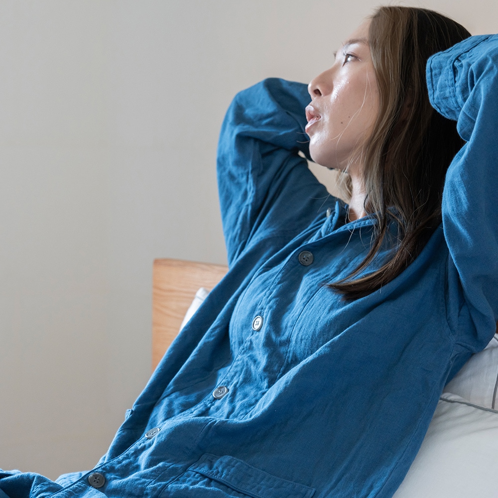 染司よしおか × 京和晒綿紗ガーゼパジャマ 2重 【藍染】 男女兼用